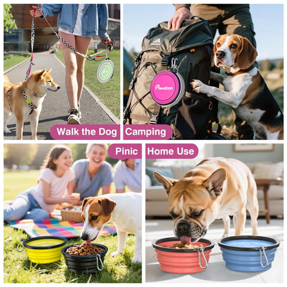 Pawaboo 2-Pack Collapsible Dog Bowls – Portable Silicone Food