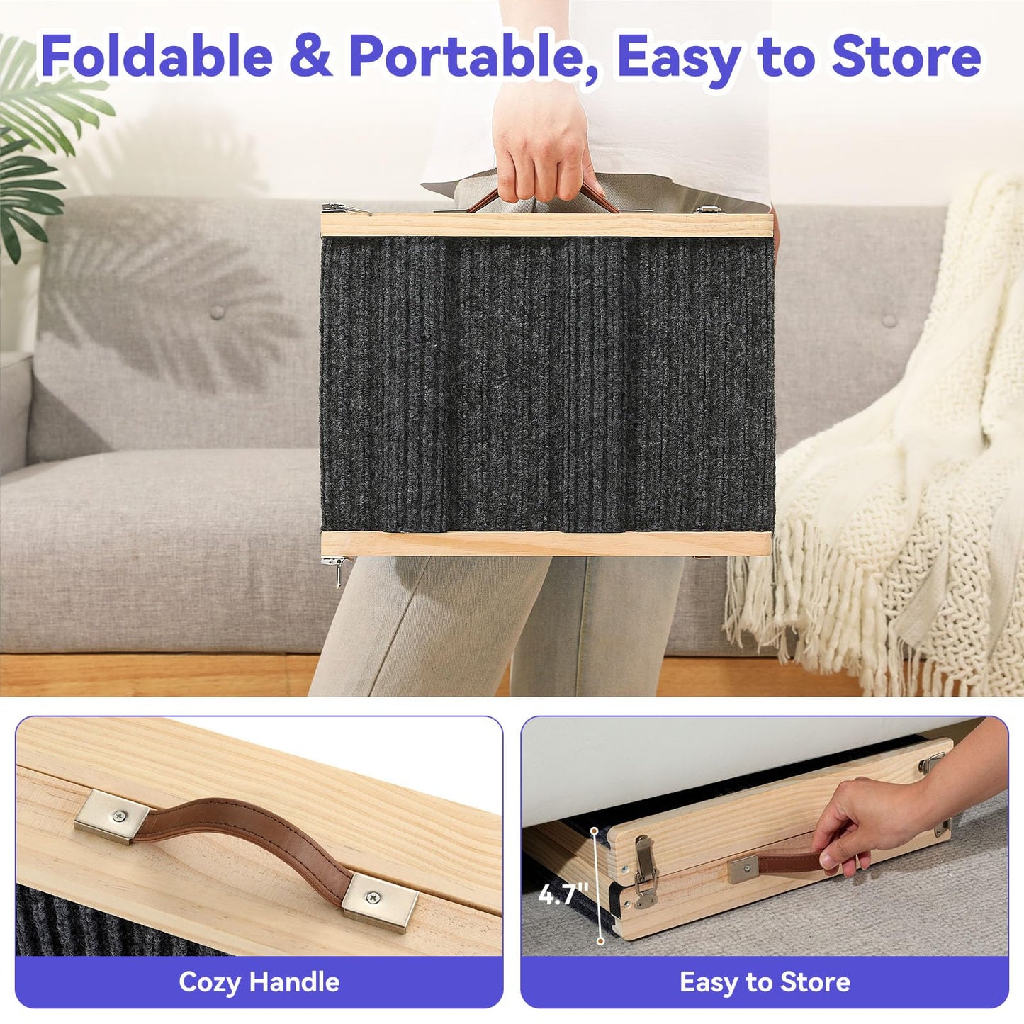 Dog Ramp for Couch & Bed, Foldable Pet Ramp with 4 Adjutable Nstable Heights (13"-21")