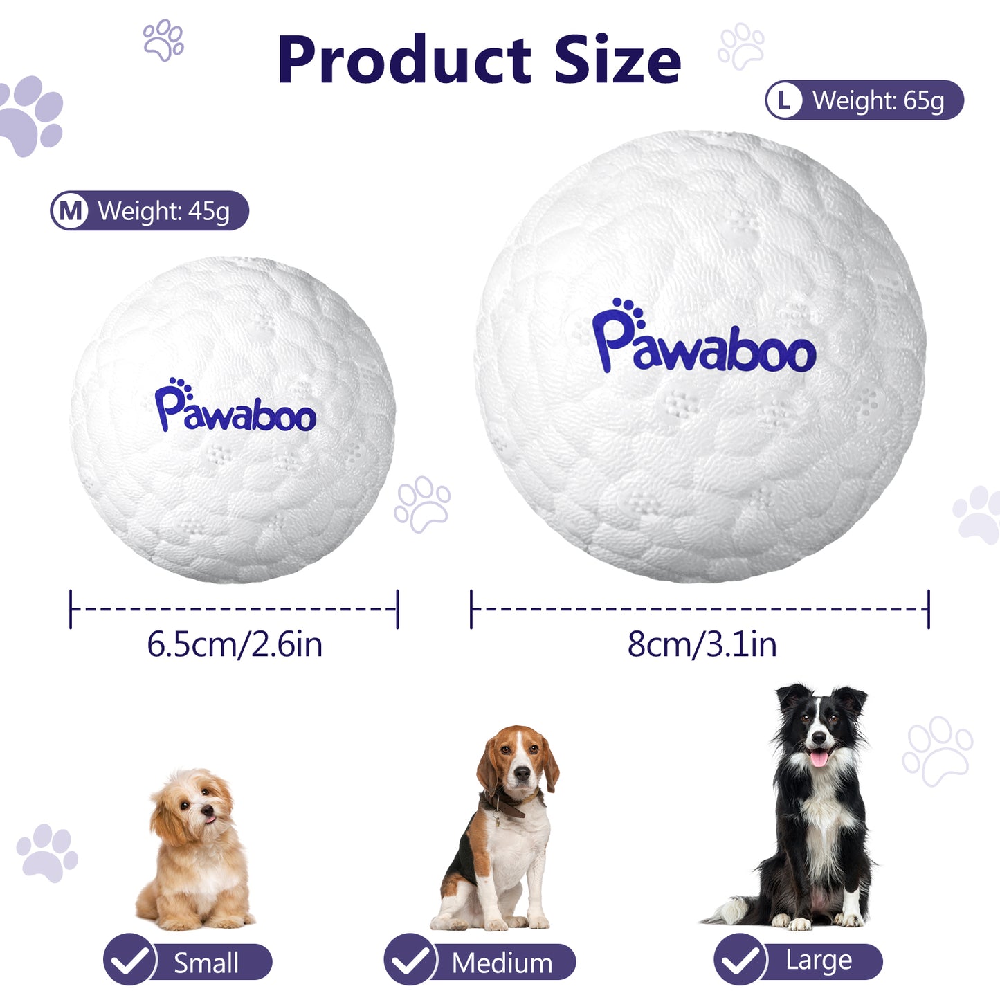 Pawaboo Dog Balls for Aggressive Chewers, Indestructible Teething Tennis Balls