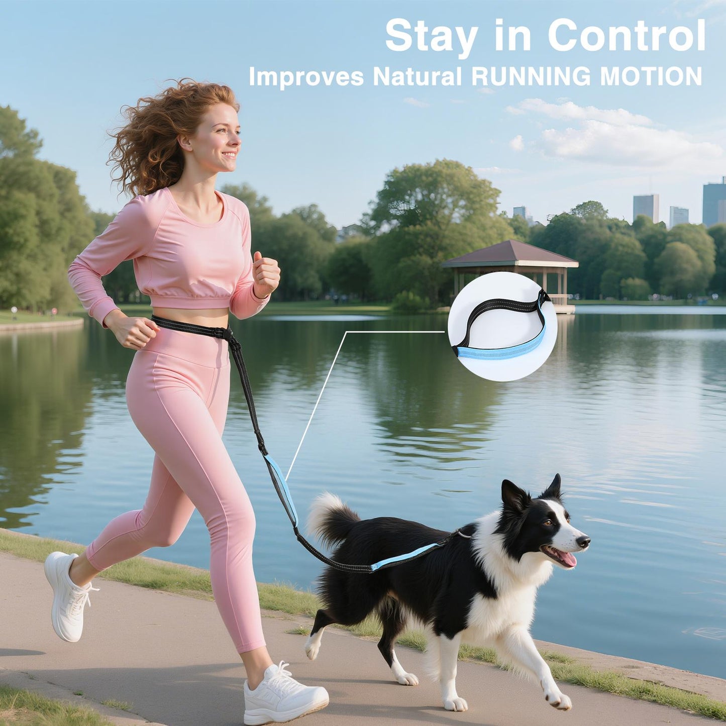 Pawaboo Hands Free Dog Rope Leash, Adjustable Waist , Crossbody Rope with Explosion-Proof Handle