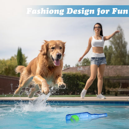 Pawaboo Blue Water Bottle with Tennis Ball & Squeaker, Durable Toy for Aggressive Chewers