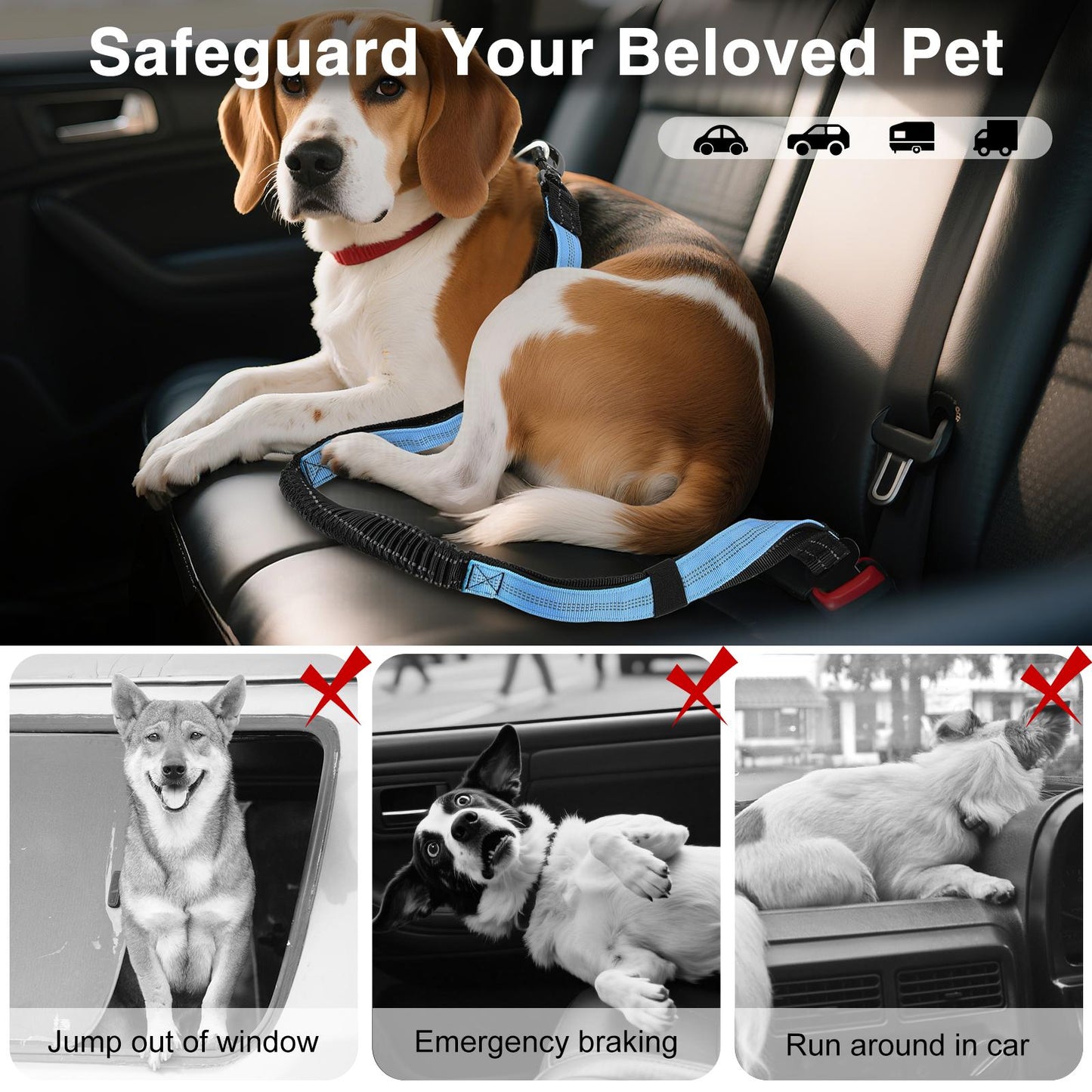 Pawaboo Hands Free Dog Rope Leash, Adjustable Waist , Crossbody Rope with Explosion-Proof Handle