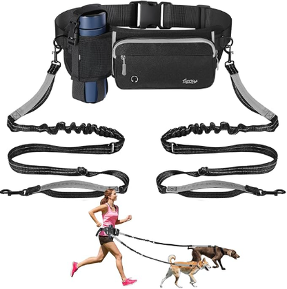 Hands-free dog leash for 2 dogs