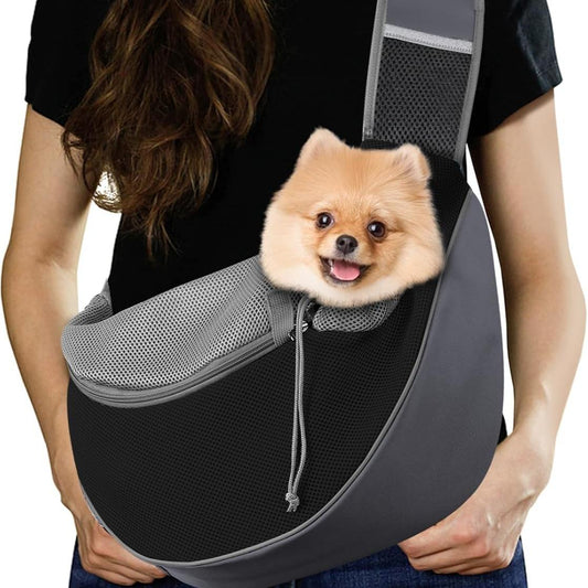 Pawaboo Sling Carrier, Hands Free Mesh Crossbody Bag with Adjustable Strap & Pocket