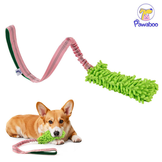 Pawaboo Plush Dog Chew Toy with Elastic Handle, Soft Polar Fleece