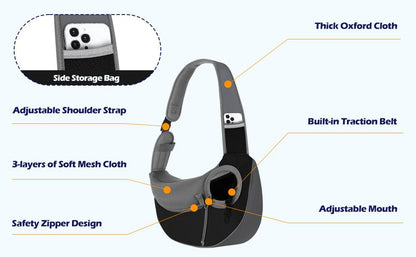 Pawaboo Sling Carrier, Hands Free Mesh Crossbody Bag with Adjustable Strap & Pocket