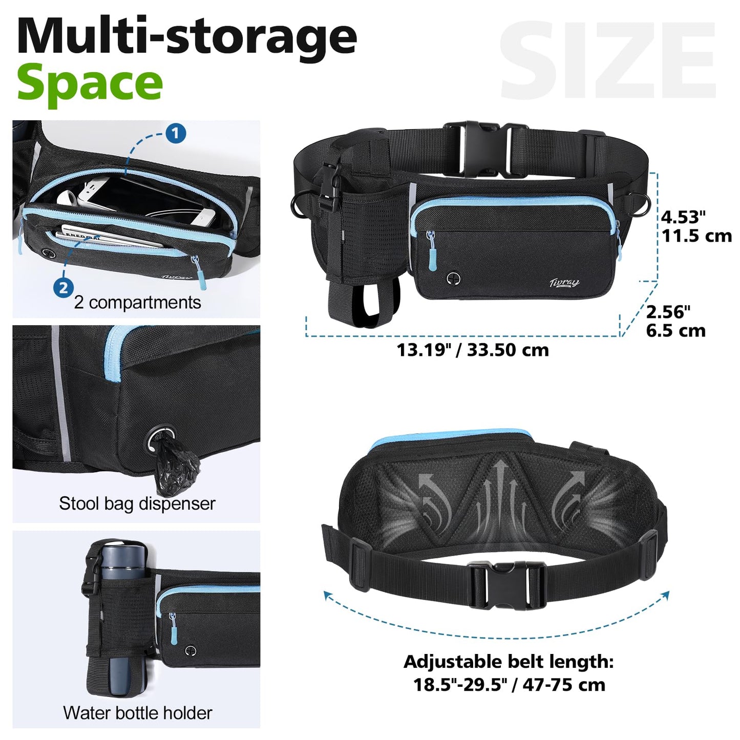 Hands-free dog leash for 2 dogs