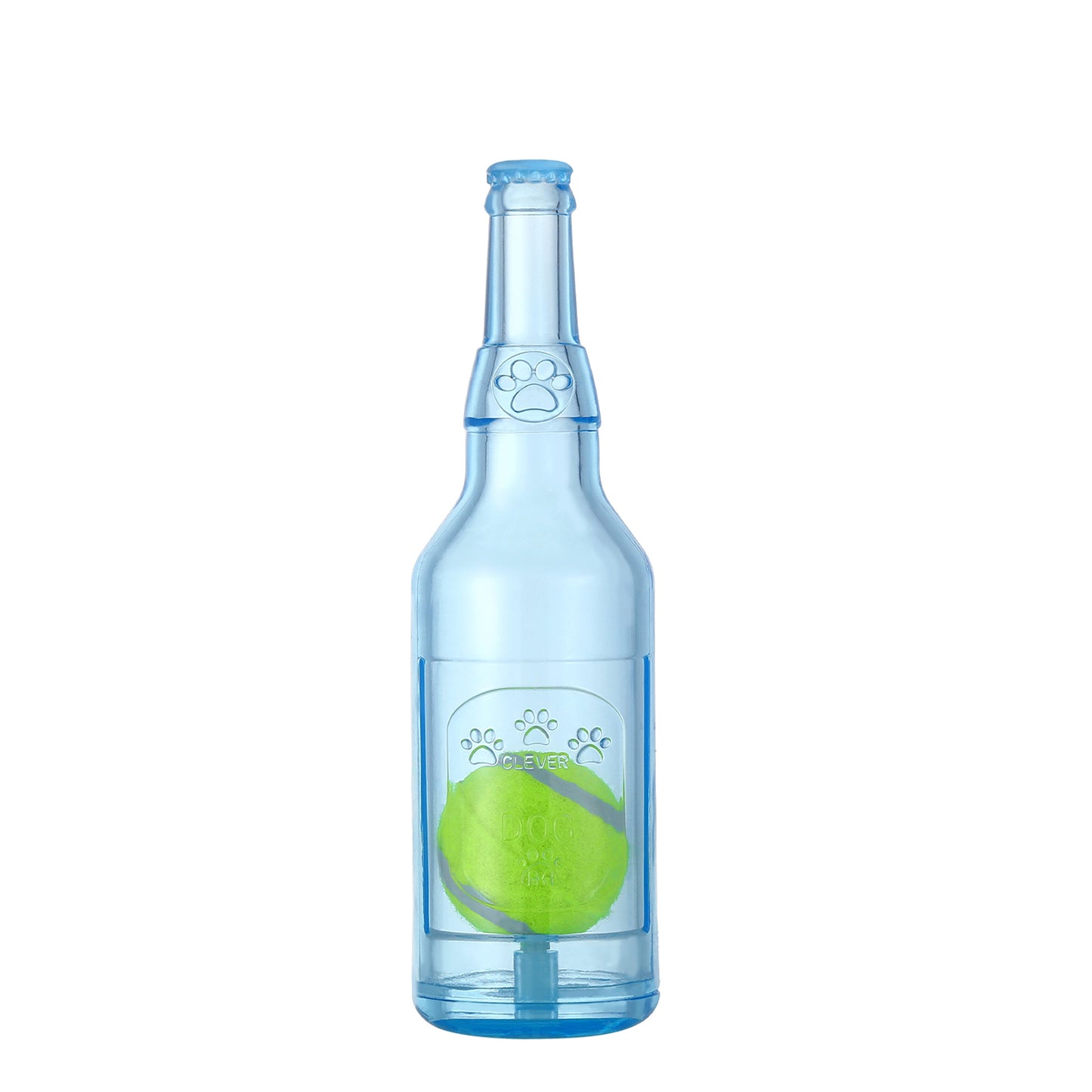 Pawaboo Blue Water Bottle with Tennis Ball & Squeaker, Durable Toy for Aggressive Chewers